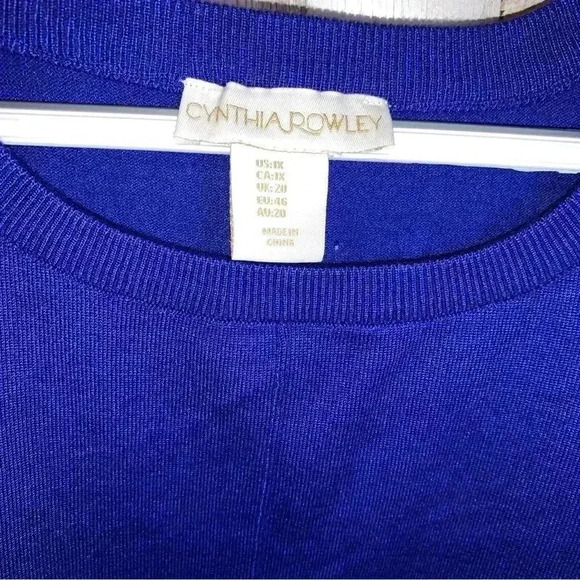 Cynthia Rowley Tunic Sweater Blue Pullover Size 1X - Picture 3 of 16